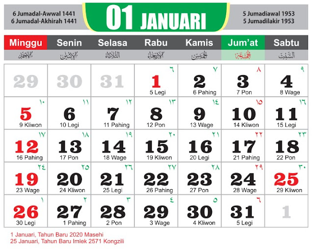 Kalender Jawa 2020