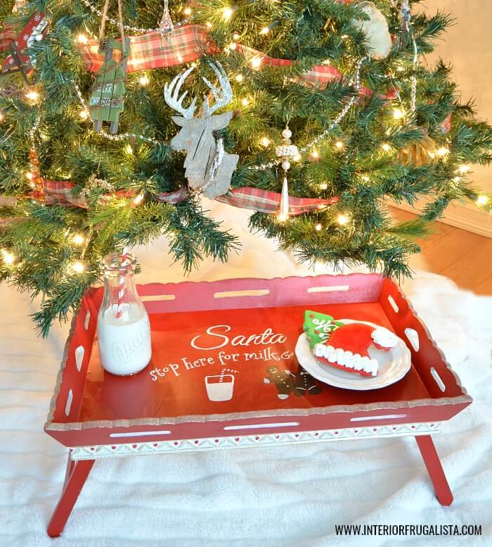 Folding Breakfast Table Santa Milk & Cookie Tray