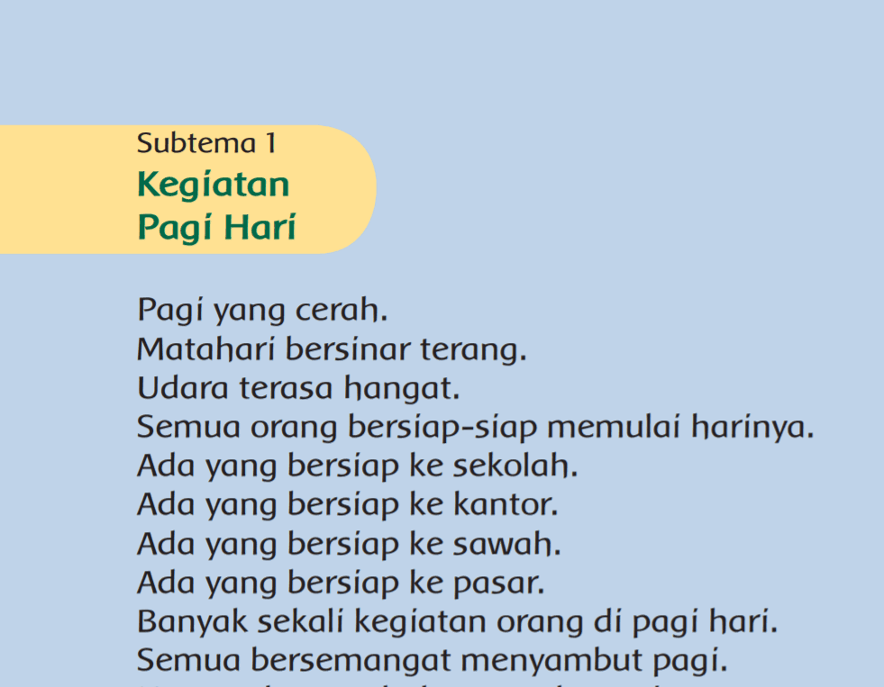 Subtema 1 Kegiatan Pagi Hari Kelas 1 Tema 3 www.simplenews.me