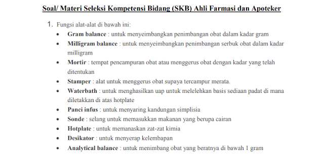 Materi Soal SKB Farmasi Apoteker CPNS 2020 (Seleksi Kompetensi Bidang)