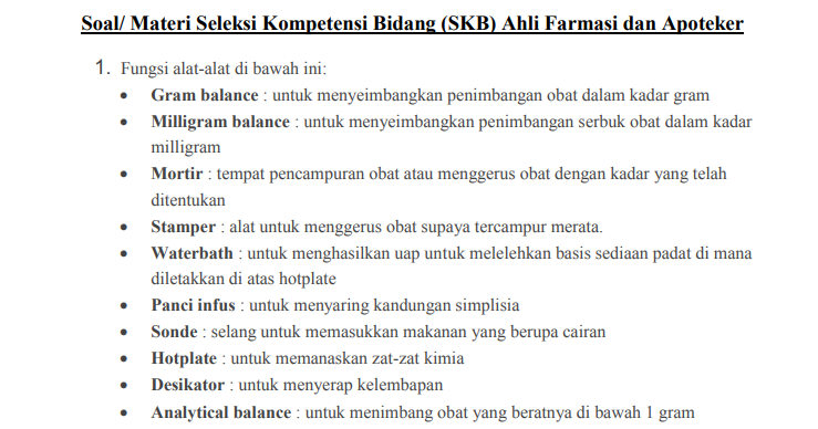 Materi Soal Skb Farmasi Apoteker Cpns 2020 Seleksi Kompetensi Bidang Antapedia Com