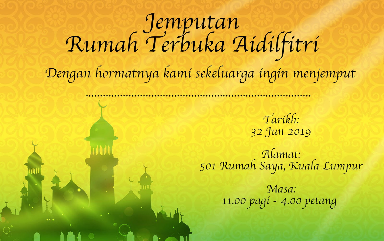 Kad Jemputan Majlis Rumah Terbuka Hari Raya