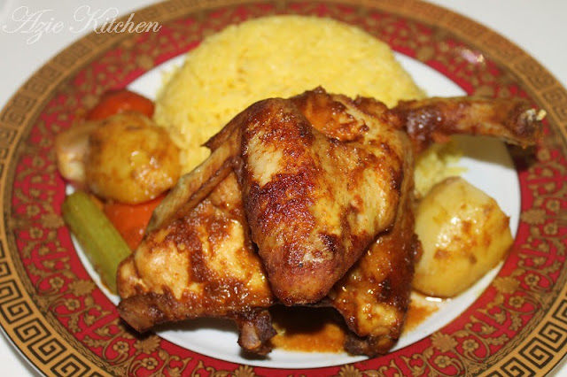 Nasi Ayam Kukus Dengan Ayam Panggang
