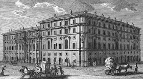 An 18th century engraving of the Palazzo di Propaganda Fide in Rome by Giuseppe Vasi