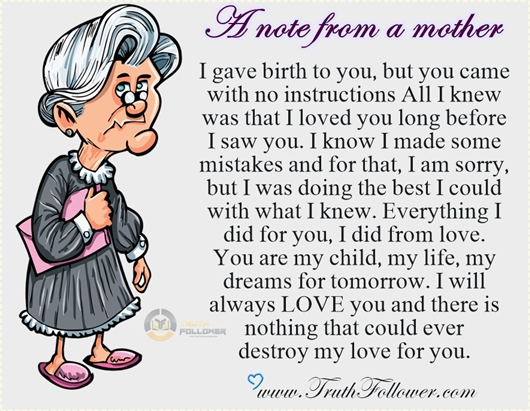 A note from a mother.