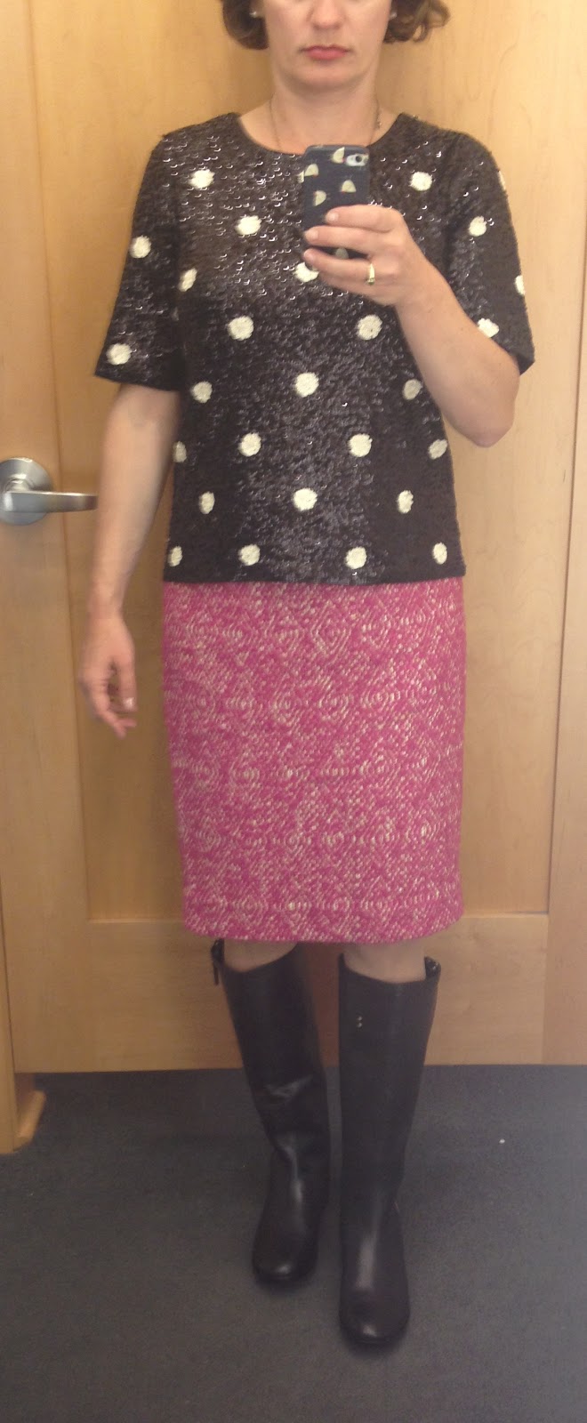 A JC Shopping Habit: Polka dots, tweed skirt and Harper boots