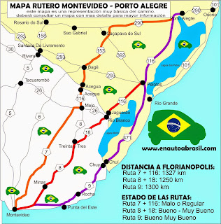 Mapa Montevideo a Florianopolis