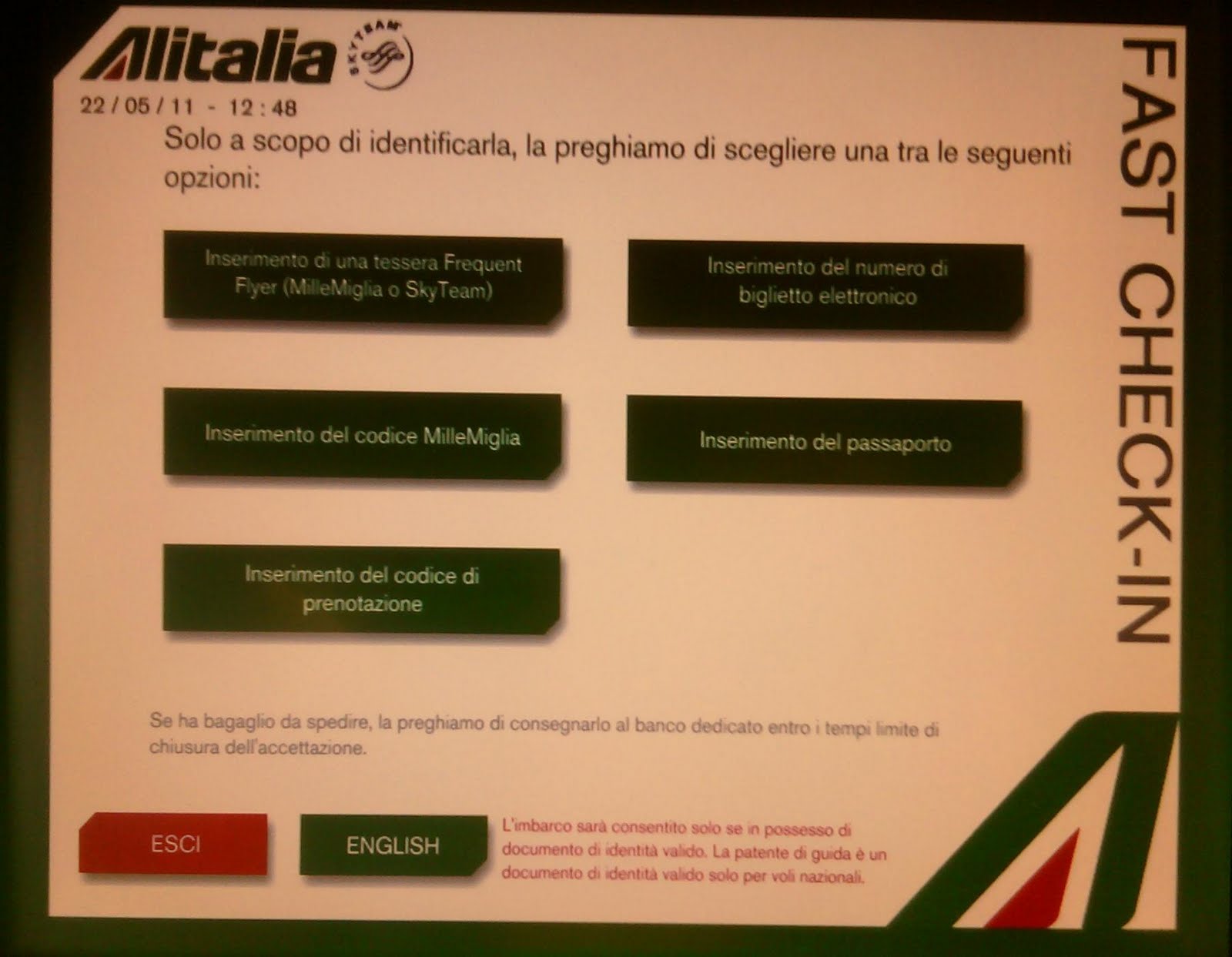 Vortex Vacui: Fast check-in di Alitalia