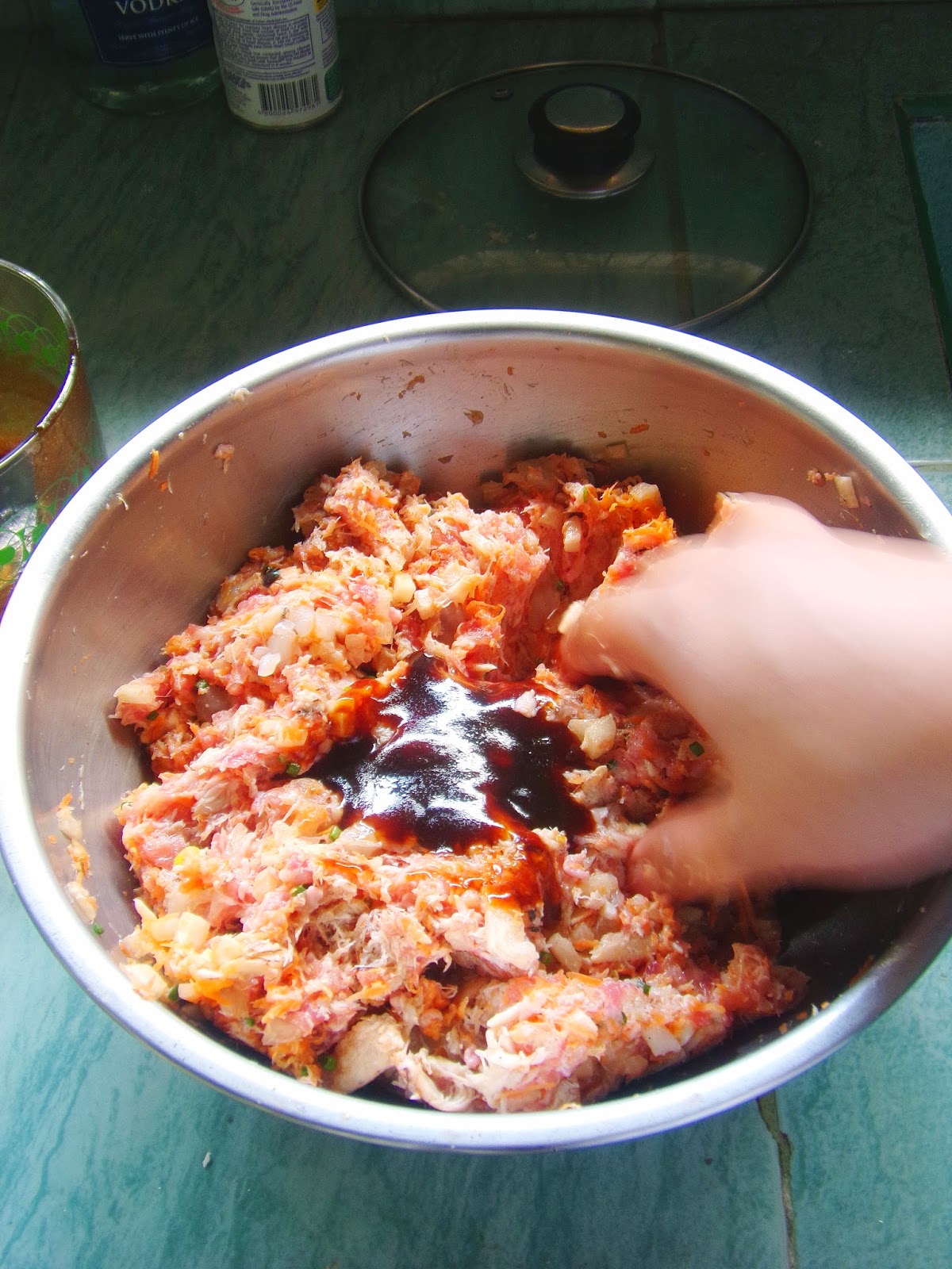 Add Sauce and mix dumpling recipes, chinese dumpling