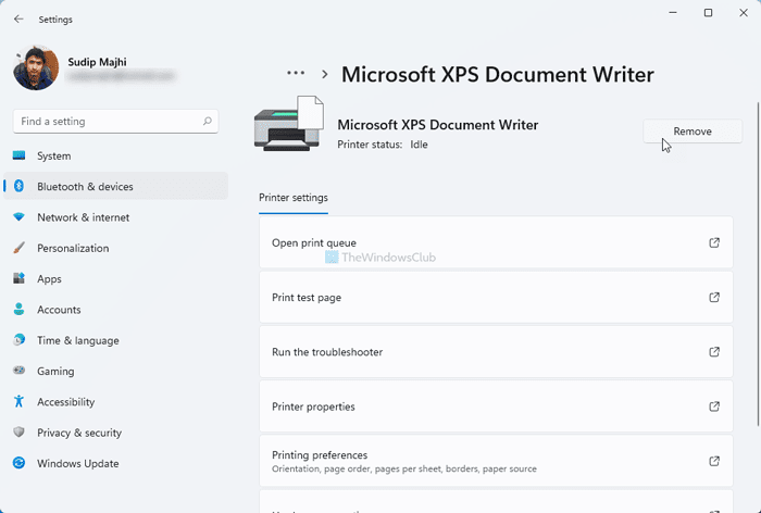 Как добавить или удалить принтер Microsoft XPS Document Writer в Windows 11/10