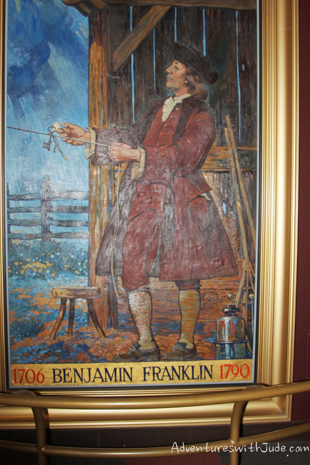 Ben Franklin flying his kite
