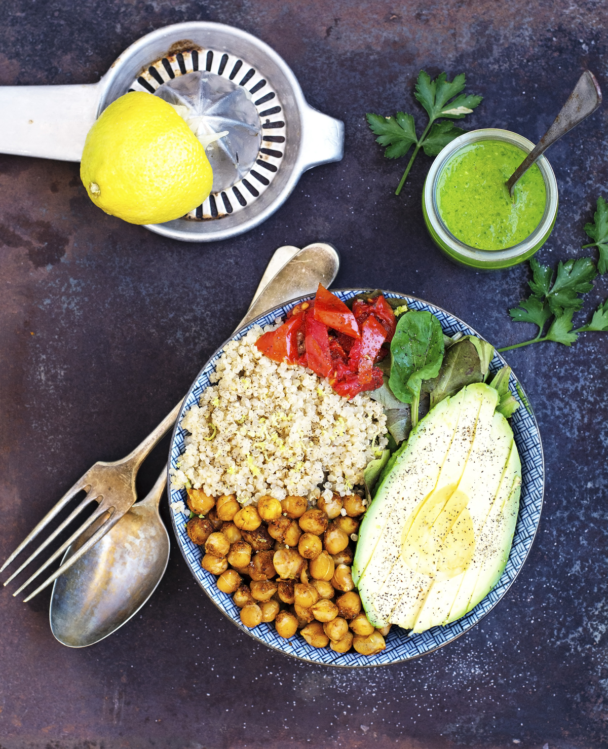 The Iron You (Vegan) Buddha Bowl with Lemon Parsley Dressing