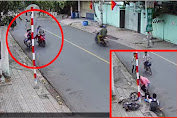 Lập biên bản vi phạm với đối tượng đi xe máy đạp ngã hai học sinh xuống đường