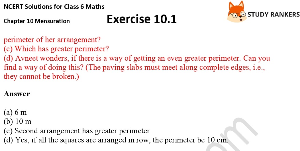 NCERT Solutions for Class 6 Maths Chapter 10 Mensuration Exercise 10.1 Part 8