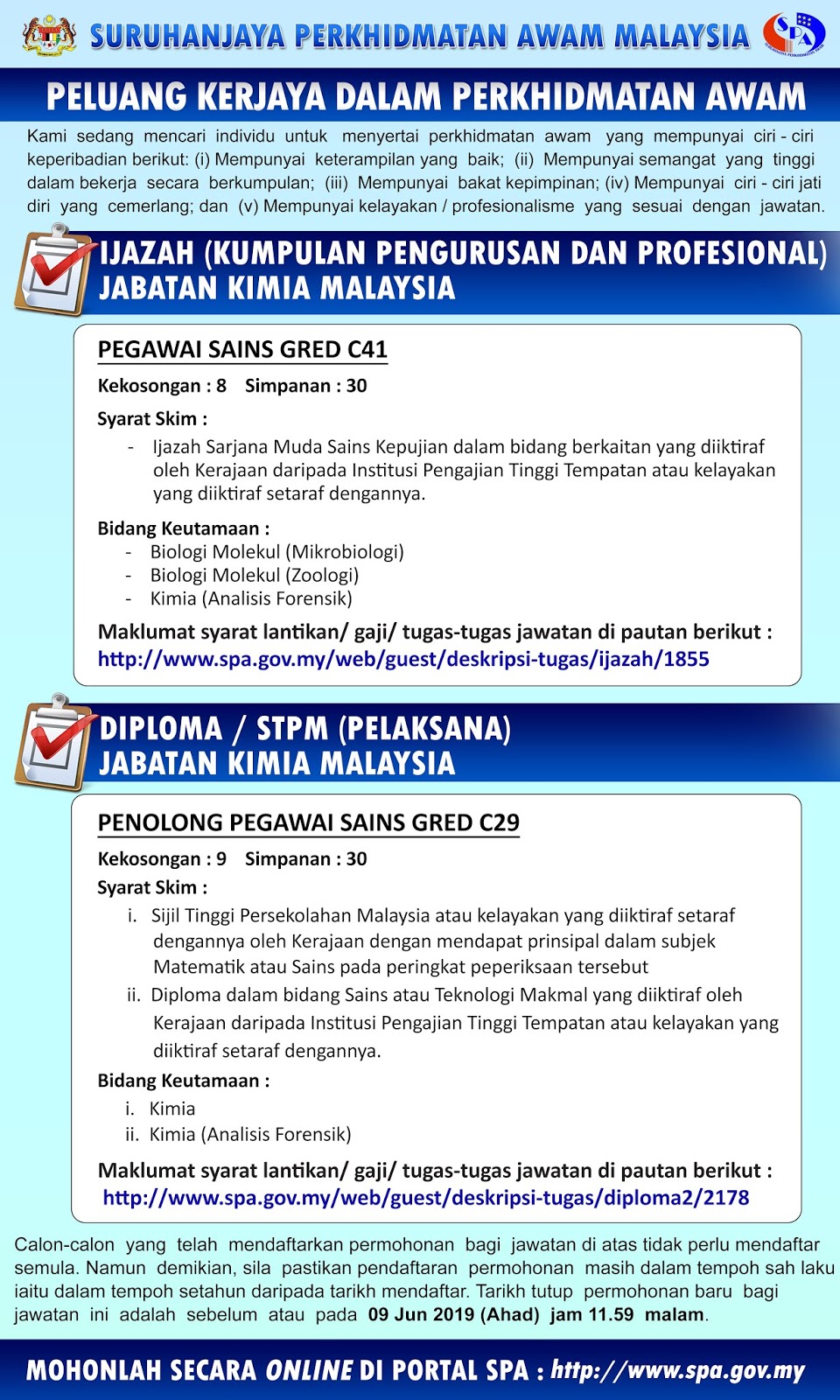 Jawatan Kosong Jabatan Kimia Malaysia 2019 - SUMBER KERJAYA