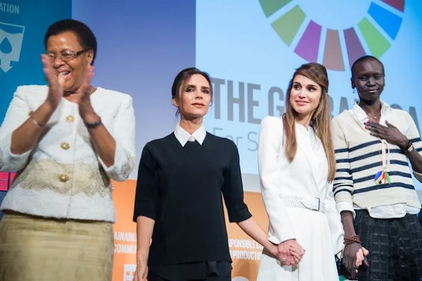 Victoria Beckham, Her Majesty Queen Rania Al Abdullah of Jordan, Graca Machel, Alek Wek ttend the Social Good Summit at the 92nd Street