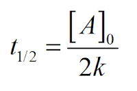 formula calculo tempo meia vida reaçoes de 0°ordem