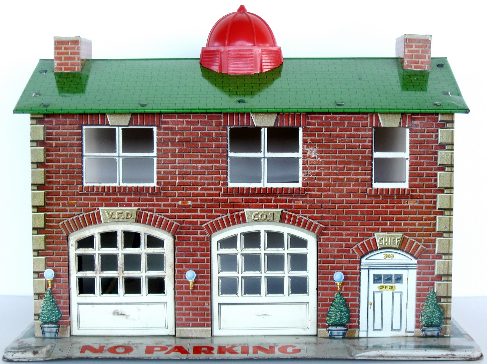 Toys and Stuff Marx Tin Litho Twostory Firehouse