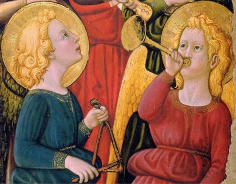 Coro di angeli musicanti dettaglio basso 1435-1440 - Paolo di Stefano Badaloni detto Paolo Schiavo Museo della Basilica di Santa Maria delle Grazie San Giovanni Valdarno Arezzo