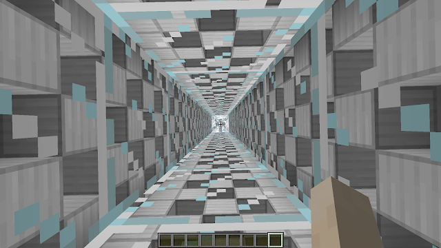 Geometrische afbeelding uit het videospel Minecraft van een liftschacht
