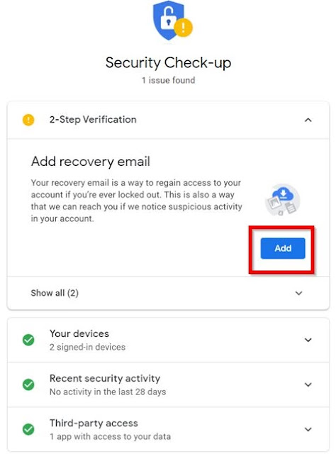 Secure-Checkup window Secure-Checkup window