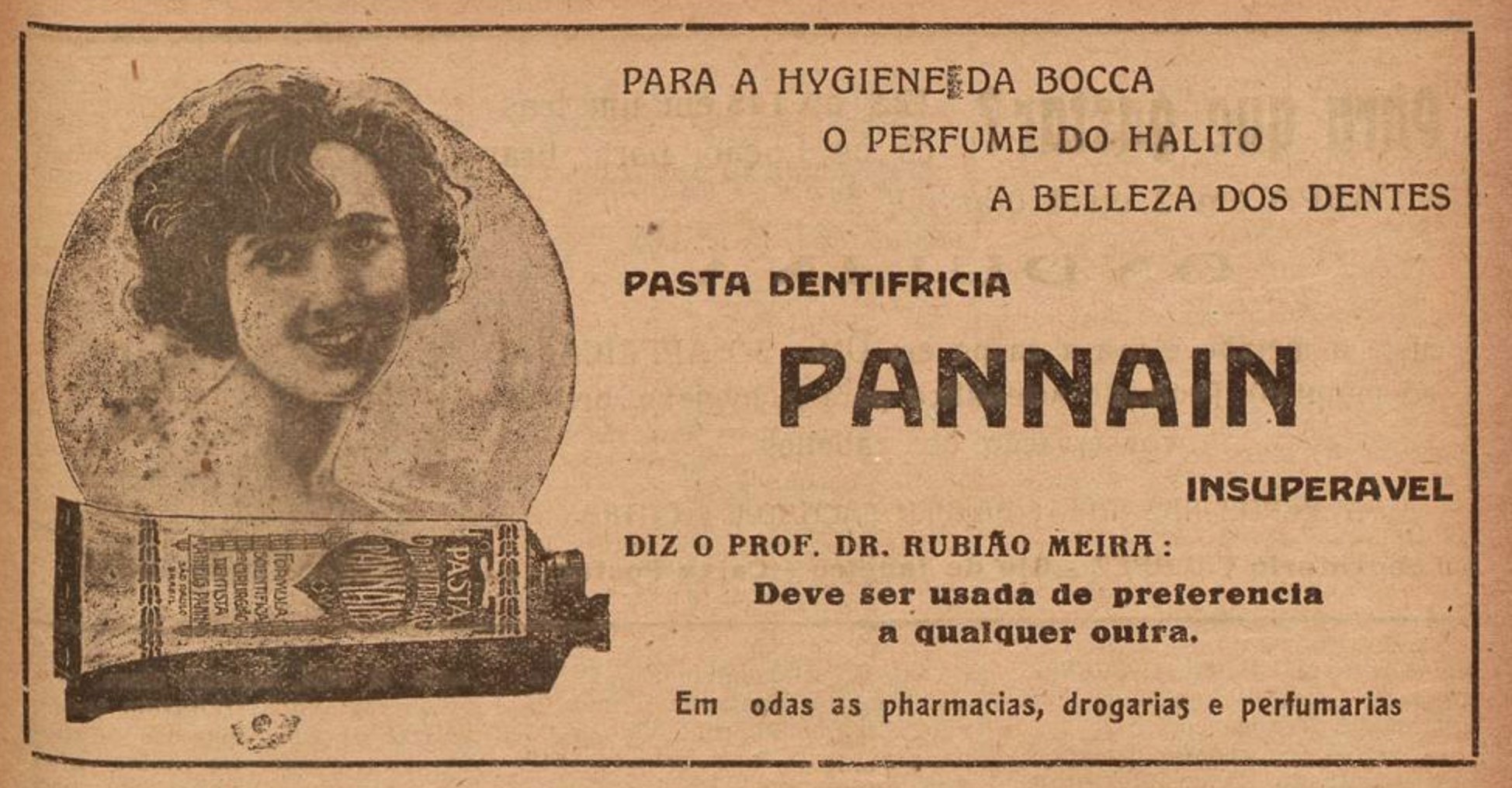 Propaganda antiga da Pasta Dentifrícia da marca Pannain em 1926
