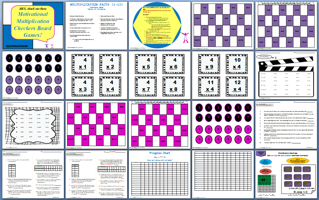 Out Of The Box Reading and Math Motivational Multiplication Checkers