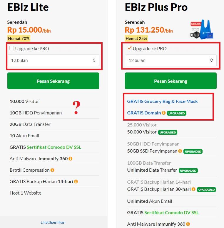 Perbandingan Paket Web Hosting ExaBytes Perbandingan Paket Web Hosting ExaBytes