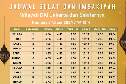 Jadwal Waktu Imsak dan Solat Tahun 2021/1442 H Selama Bulan Ramadhan