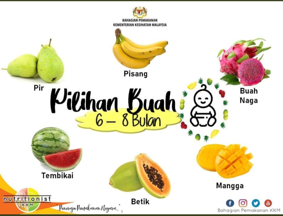 Jadual Pemakanan Bayi 6 Bulan Kkm