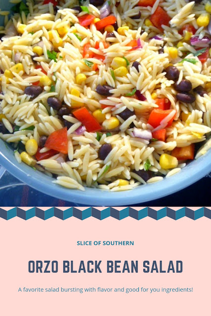 Orzo Black Bean Salad:  A series of wonderful vegetarian dishes pair perfectly together for a Fall/Winter Picnic, indoors or out! - Slice of Southern