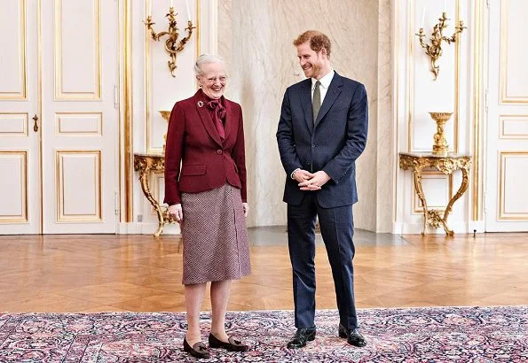 Queen Margrethe meets with Prince Harry at the Amalienborg Palace. Prince William and Duchess of Cambridge