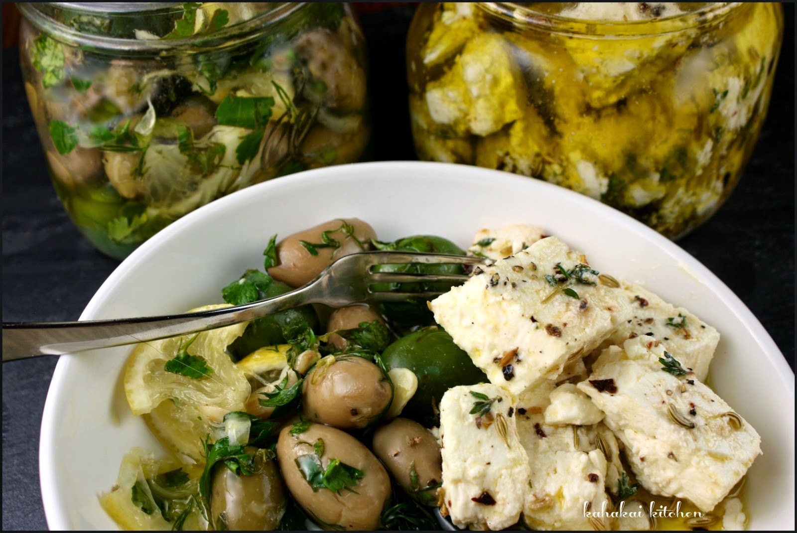 Kahakai Kitchen Spiced Feta in Olive Oil and Persian Marinated Olives