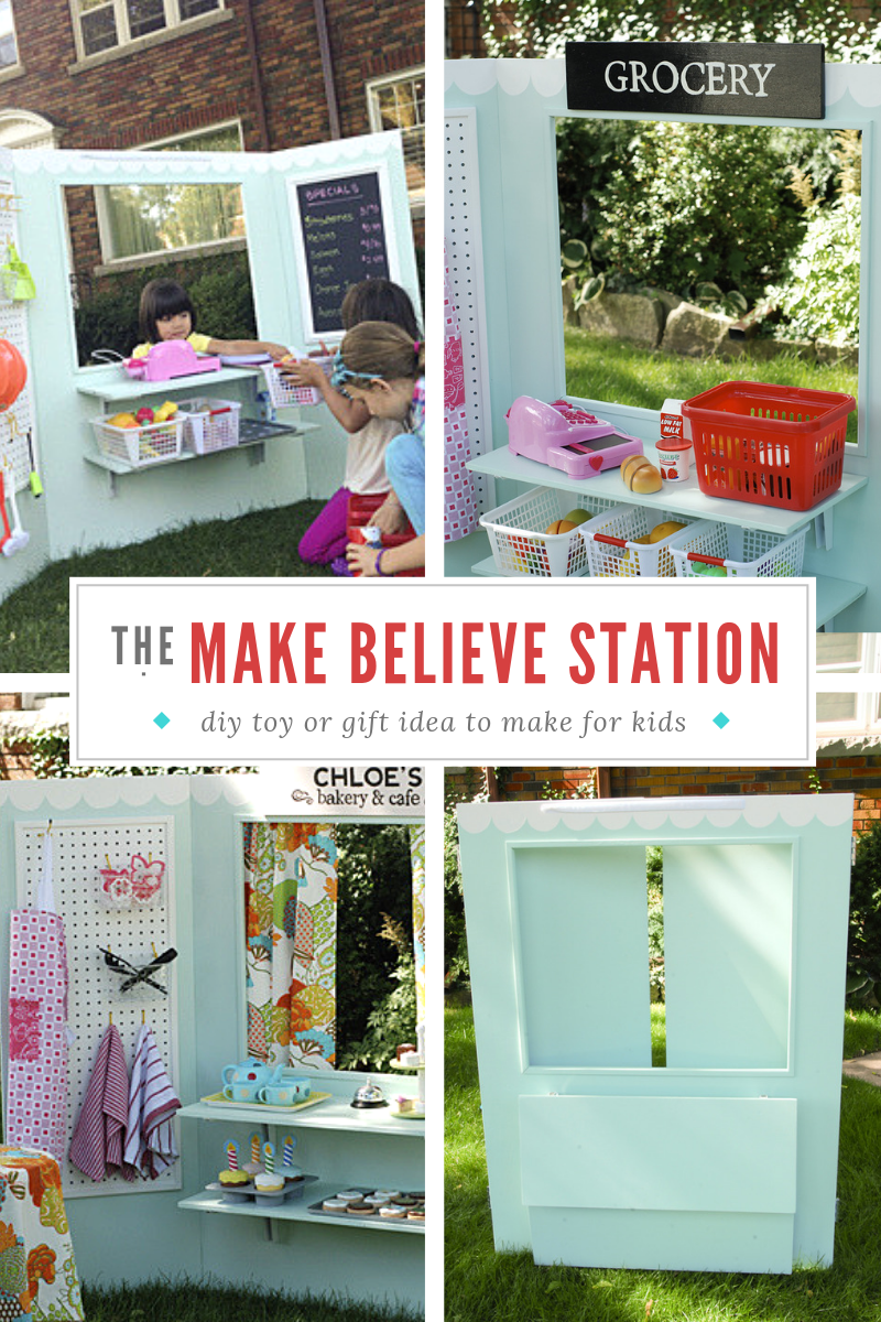 diy puppet theatre, diy puppet theater, kids grocery store, make believe station
