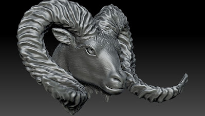 Bighorn Ram Head, Digital Sculpting, Custom Jewelry