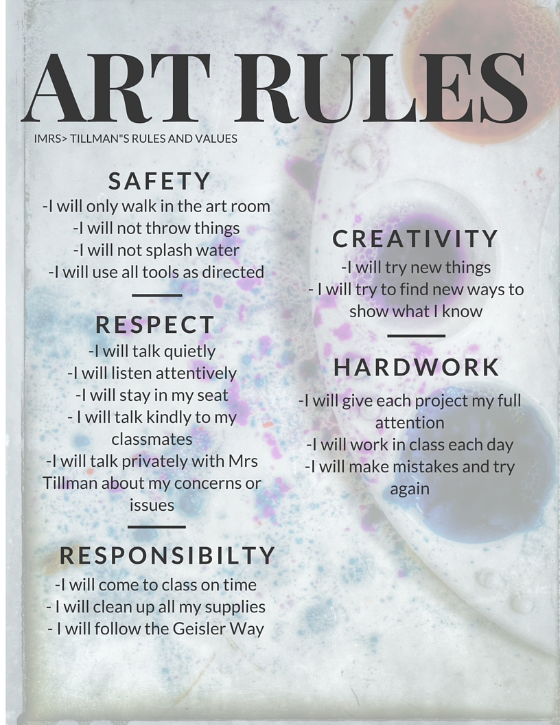 Geisler Art Room Art Values and Rules