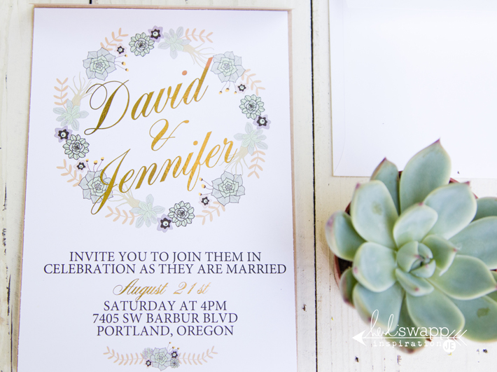 Gold Foiled wedding invitations made on a budget with the @heidiswapp Minc Foil Applicator Machine by @createoften