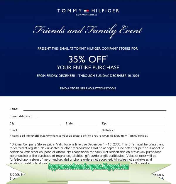 tommy hilfiger outlet coupon in store