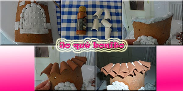 Teja decorada con pasta de papel