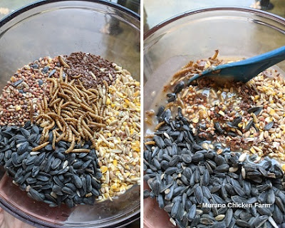 Seeds and fat mixture for suet cakes