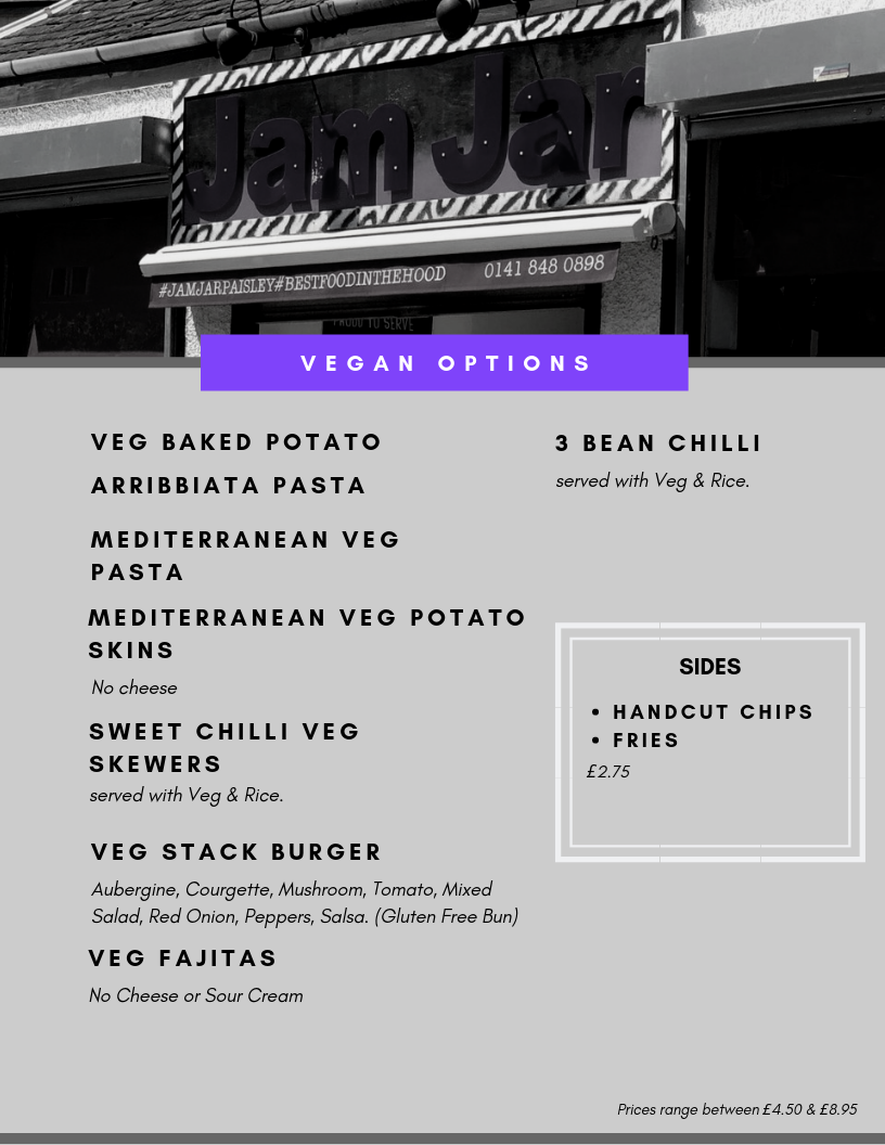 Jam Jar Jam Jar The Menus & Info!