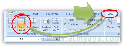  Gambar: cara merubah tampilan workbook menjadi page layout di microsoft excel