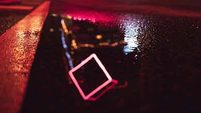 Screen background Night, road, neon, water, reflection