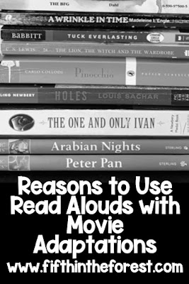 Pin Image for 5 Reasons to Use Read Alouds with Movie Adaptations in Upper Elementary