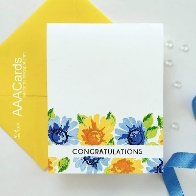 AAA Cards, Altenew, Congratulations, masking, One layer card, quillish, CAS card, Altenew Daisy layering stamp 