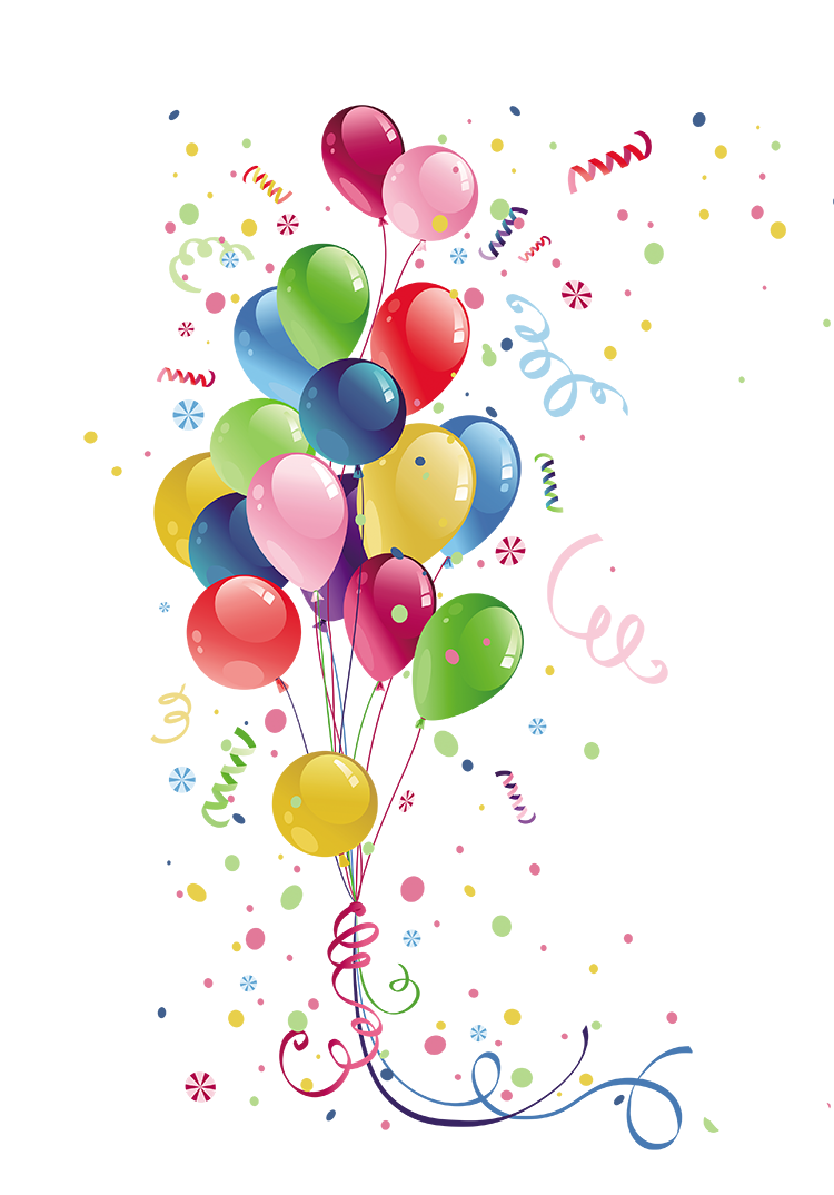 Party Balloon Birthday, Colorful balloons, ribbon, color Splash png