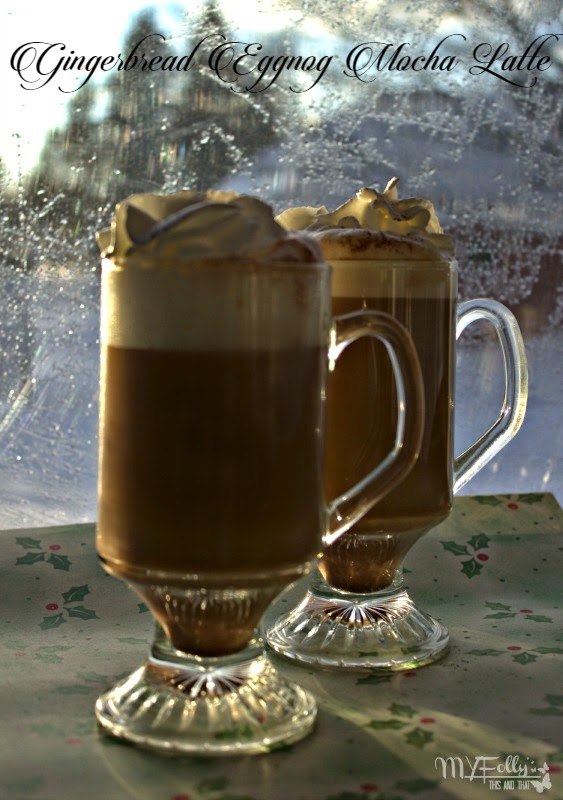 Gingerbread Eggnog Mocha Latte/ This and That  eggnog, gingerbread syrup, chocolate, coffee @Torani @Hillsbroscapp 