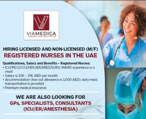 Viamedica International Healthcare Required Licensed And Non-licensed (M/F) Registered Nurses In The UAE | Apply Online