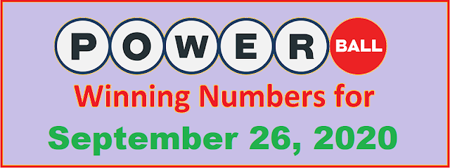PowerBall Winning Numbers for Saturday, September 26, 2020