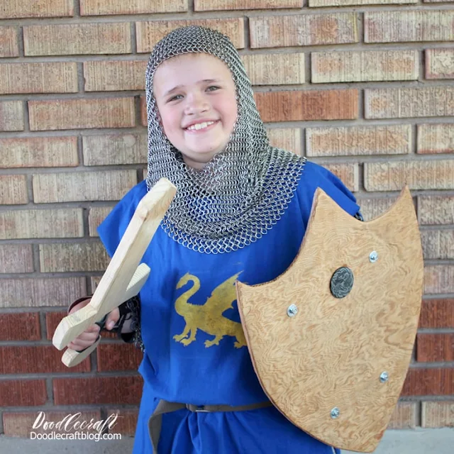 Knight in shining armor or Paladin Halloween costume. Easy to make tunic.
